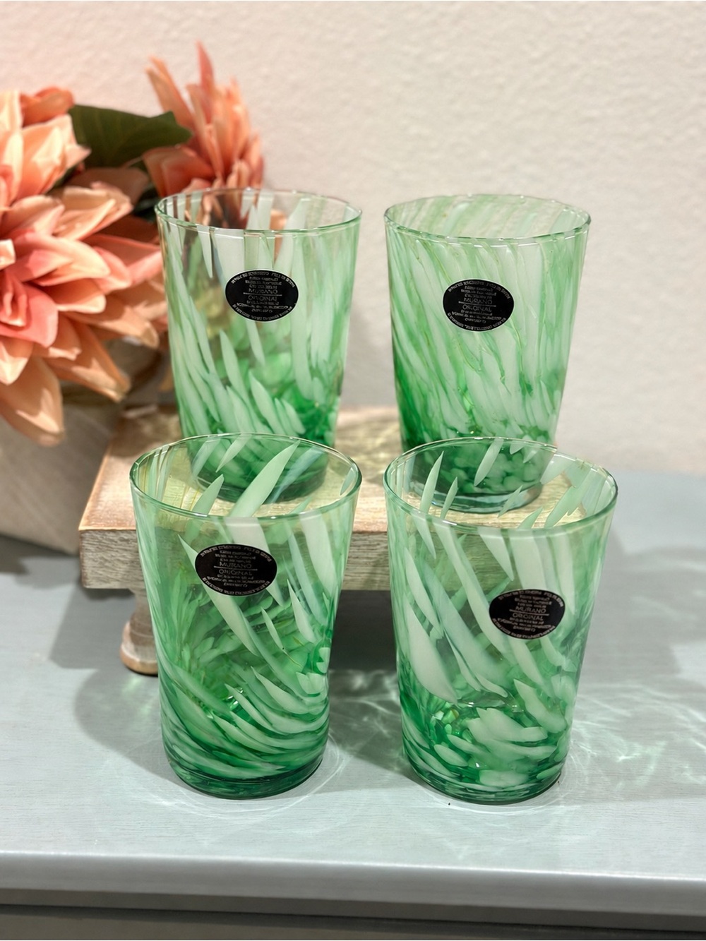 4 Hand Blown Pinched Nvova
Cristalleria Arzanese Murano Green Confetti
Tumblers